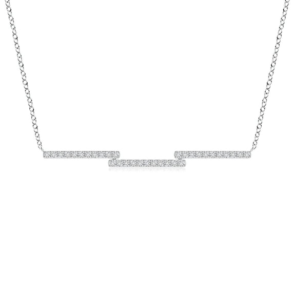ANGARA Natural Diamond Step Bar Necklace in 14K White Gold for Women (Size-1.35mm | Color-H | Clarity-SI2) | April Birthstone, Birthday, Anniversary, Jewelry Gift for Women | Natural Diamond Necklace