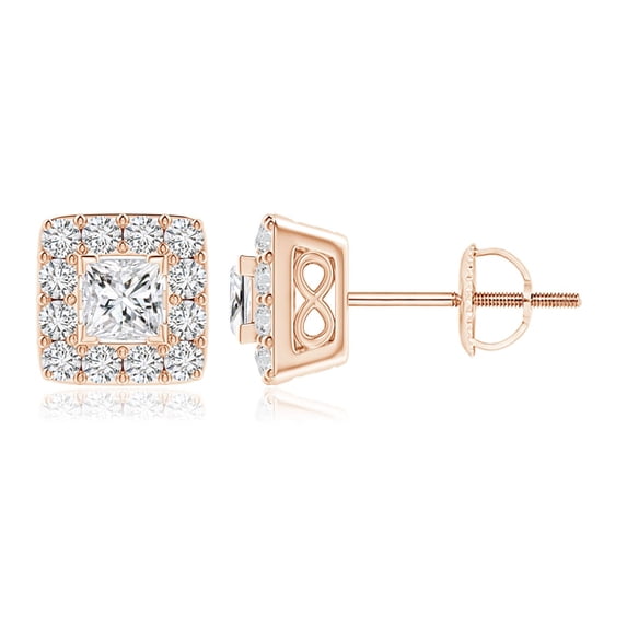 ANGARA Natural V-Prong Set Diamond Stud Earrings in 14K Rose Gold for Women (Size-3.1mm| Color-H| Clarity-SI2) | April Birthstone, Anniversary, Jewelry Gift for Women | Natural Diamond Earrings