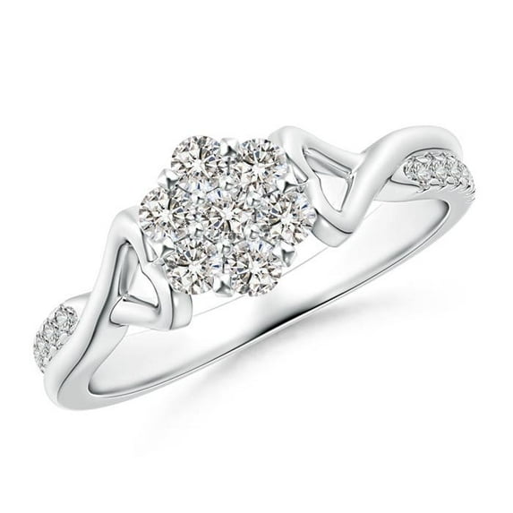 ANGARA Natural Diamond Cluster Promise Ring in 14K White Gold for Women (Size-2.3mm| Color-I-J| Clarity-I1-I2) | April Birthstone, Anniversary, Jewelry Gift for Women | Natural Diamond Ring