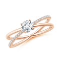 thumbnail image 1 of ANGARA Natural Diamond Criss-Cross Engagement Ring in 14K Rose Gold for Women (Size-4.6mm| Color-G| Clarity-VS2) | April Birthstone, Anniversary, Jewelry Gift for Women | Natural Diamond Ring, 1 of 9