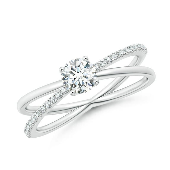 ANGARA Natural Diamond Criss-Cross Engagement Ring in 14K White Gold for Women (Size-4.6mm| Color-G| Clarity-VS2) | April Birthstone, Anniversary, Jewelry Gift for Women | Natural Diamond Ring