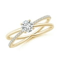 thumbnail image 1 of ANGARA Natural Diamond Criss-Cross Engagement Ring in 14K Yellow Gold for Women (Size-4.6mm| Color-H| Clarity-SI2) | April Birthstone, Anniversary, Jewelry Gift for Women | Natural Diamond Ring, 1 of 9