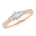 thumbnail image 1 of ANGARA Natural Prong-Set Diamond Three Stone Ring in 14K Rose Gold for Women (Size-4.6mm| Color-G| Clarity-VS2) | April Birthstone, Anniversary, Jewelry Gift for Women | Natural Diamond Ring, 1 of 9