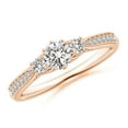 thumbnail image 1 of ANGARA Natural Prong-Set Diamond Three Stone Ring in 14K Rose Gold for Women (Size-4.6mm| Color-I-J| Clarity-I1-I2) | April Birthstone, Anniversary, Jewelry Gift for Women | Natural Diamond Ring, 1 of 9