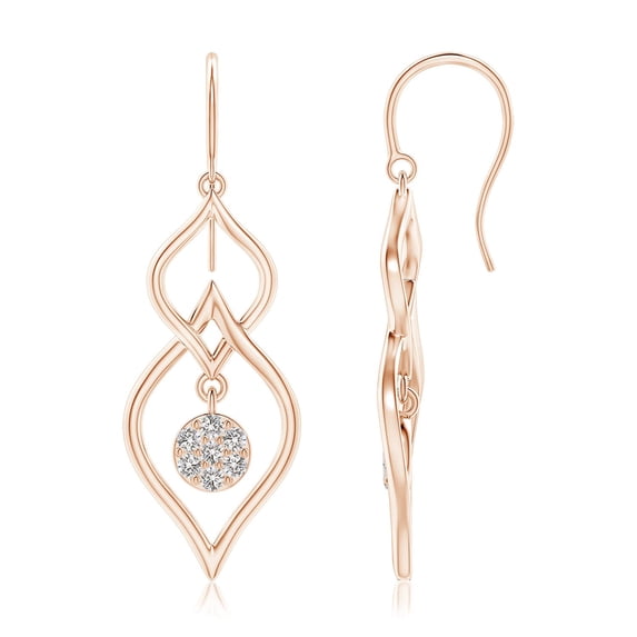 ANGARA Natural Diamond Cluster Double Drop Earrings in 14K Rose Gold for Women (Size-1.85mm| Color-I-J| Clarity-I1-I2) | Anniversary, Jewelry Gift for Women | Natural Diamond Earrings