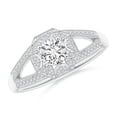thumbnail image 1 of ANGARA Natural 0.38 Ct. Diamond Halo Engagement Ring in 14K White Gold for Women (Ring Size: 11.5), 1 of 9