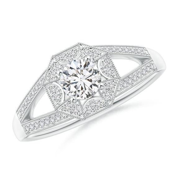 ANGARA Natural 0.38 Ct. Diamond Halo Engagement Ring in 14K White Gold for Women (Ring Size: 11.5)
