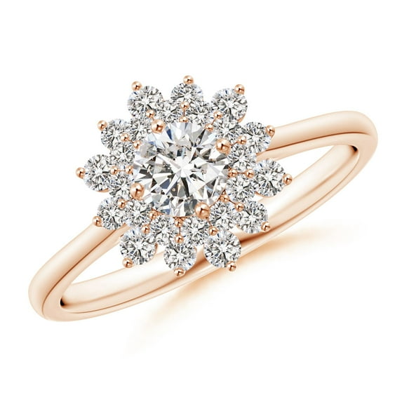 ANGARA Natural 0.38 Ct. Diamond Side Stone Ring in 14K Rose Gold for Women (Ring Size: 3)