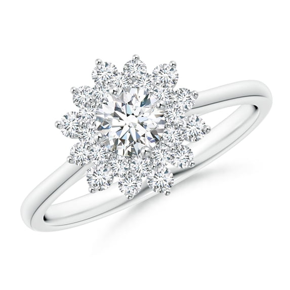 ANGARA Natural Classic Double Floral Halo Diamond Ring in 14K White Gold for Women (Size-4.6mm| Color-G| Clarity-VS2) | April Birthstone, Anniversary, Jewelry Gift for Women | Natural Diamond Ring