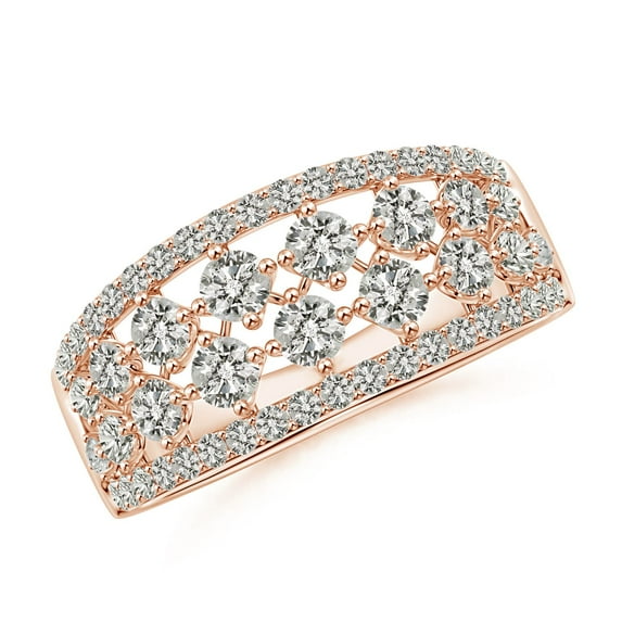 ANGARA Natural Graduating Diamond Anniversary Ring in 14K Rose Gold for Women (Size-2.7mm| Color-K| Clarity-I3) | April Birthstone, Anniversary, Jewelry Gift for Women | Natural Diamond Ring