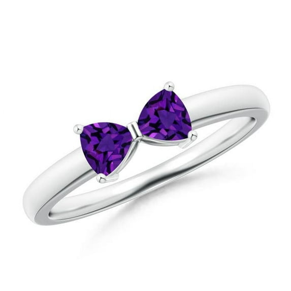 ANGARA Natural 0.4 Ct. Amethyst Fashion Ring in 14K White Gold for Women (Ring Size: 3)