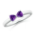thumbnail image 1 of ANGARA Natural Two Stone Trillion Amethyst Bow Tie Ring in 14K White Gold for Women (Size-4mm) | February Birthstone, Birthday, Anniversary, Jewelry Gift for Women | Natural Amethyst Ring, 1 of 7