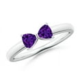 thumbnail image 1 of ANGARA Natural Two Stone Trillion Amethyst Bow Tie Ring in 14K White Gold for Women (Size-4mm) | February Birthstone, Birthday, Anniversary, Jewelry Gift for Women | Natural Amethyst Ring, 1 of 8