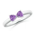 thumbnail image 1 of ANGARA Natural Two Stone Trillion Amethyst Bow Tie Ring in 14K White Gold for Women (Size-4mm) | February Birthstone, Birthday, Anniversary, Jewelry Gift for Women | Natural Amethyst Ring, 1 of 7