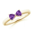 thumbnail image 1 of ANGARA Natural Two Stone Trillion Amethyst Bow Tie Ring in 14K Yellow Gold for Women (Size-4mm) | February Birthstone, Birthday, Anniversary, Jewelry Gift for Women | Natural Amethyst Ring, 1 of 7