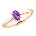 thumbnail image 1 of ANGARA Natural 0.4 Ct. Amethyst Solitaire Stackable Ring in 14K Rose Gold for Women (Ring Size: 11.5), 1 of 10