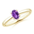 thumbnail image 1 of ANGARA Natural Classic Solitaire Oval Amethyst Promise Ring in 14K Yellow Gold for Women (Size-6x4mm) | February Birthstone, Birthday, Anniversary, Jewelry Gift for Women | Natural Amethyst Ring, 1 of 9