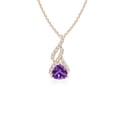 thumbnail image 1 of ANGARA Natural Trillion Amethyst Solitaire Pendant with Diamond Swirl in 14K Rose Gold for Women (Size-5mm) | February Birthstone, Anniversary, Jewelry Gift for Women | Natural Amethyst Necklace, 1 of 8