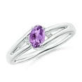 thumbnail image 1 of ANGARA Natural Amethyst and Diamond Split Shank Ring in 14K White Gold for Women (Size-6x4mm) | February Birthstone, Birthday, Anniversary, Jewelry Gift for Women | Natural Amethyst Ring, 1 of 1