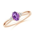 thumbnail image 1 of ANGARA Natural 0.4 Ct. Amethyst with Diamond Solitaire Ring in 14K Rose Gold for Women (Ring Size: 5), 1 of 9
