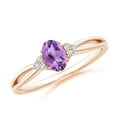 thumbnail image 1 of ANGARA Natural 0.4 Ct. Amethyst with Diamond Solitaire Ring in 14K Rose Gold for Women (Ring Size: 6), 1 of 9