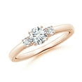 thumbnail image 1 of ANGARA Natural Diamond Three Stone Engagement Ring in 14K Rose Gold for Women (Size-4.8mm| Color-G| Clarity-VS2) | April Birthstone, Anniversary, Jewelry Gift for Women | Natural Diamond Ring, 1 of 10