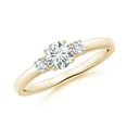 thumbnail image 1 of ANGARA Natural Diamond Three Stone Engagement Ring in 14K Yellow Gold for Women (Size-4.8mm| Color-G| Clarity-VS2) | April Birthstone, Anniversary, Jewelry Gift for Women | Natural Diamond Ring, 1 of 10