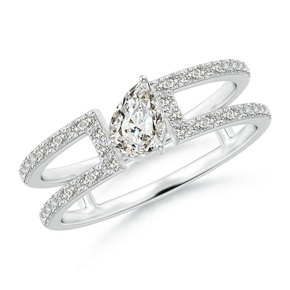 ANGARA Natural Tilted Pear Diamond Split Shank Ring in 14K White Gold for Women (Size-6x4mm| Color-I-J| Clarity-I1-I2) | April Birthstone, Anniversary, Jewelry Gift for Women | Natural Diamond Ring