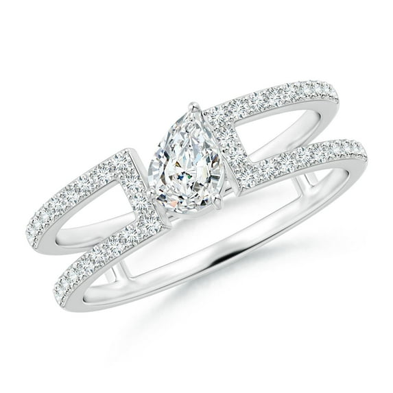 ANGARA Natural 0.4 Ct. Diamond Classic Stackable Ring in 14K White Gold for Women (Ring Size: 3.5)