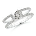thumbnail image 1 of ANGARA Natural Tilted Pear Diamond Split Shank Ring in 14K White Gold for Women (Size-6x4mm| Color-K| Clarity-I3) | April Birthstone, Anniversary, Jewelry Gift for Women | Natural Diamond Ring, 1 of 9