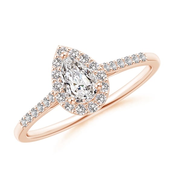 ANGARA Natural 0.4 Ct. Diamond Halo Engagement Ring in 14K Rose Gold for Women (Ring Size: 11.5)