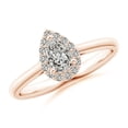thumbnail image 1 of ANGARA Natural Pear-Shaped Diamond Halo Engagement Ring in 14K Rose Gold for Women (Size-6x4mm| Color-K| Clarity-I3) | April Birthstone, Anniversary, Jewelry Gift for Women | Natural Diamond Ring, 1 of 9