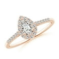 thumbnail image 1 of ANGARA Natural Diamond Halo Engagement Ring in 14K Rose Gold for Women (Size-6x4mm| Color-I-J| Clarity-I1-I2) | April Birthstone, Anniversary, Jewelry Gift for Women | Natural Diamond Ring, 1 of 8