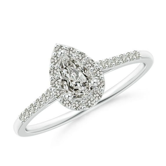 ANGARA Natural 0.4 Ct. Diamond Halo Engagement Ring in 14K White Gold for Women (Ring Size: 3)