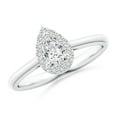 thumbnail image 1 of ANGARA Natural Pear-Shaped Diamond Halo Engagement Ring in 14K White Gold for Women (Size-6x4mm| Color-H| Clarity-SI2) | April Birthstone, Anniversary, Jewelry Gift for Women | Natural Diamond Ring, 1 of 8