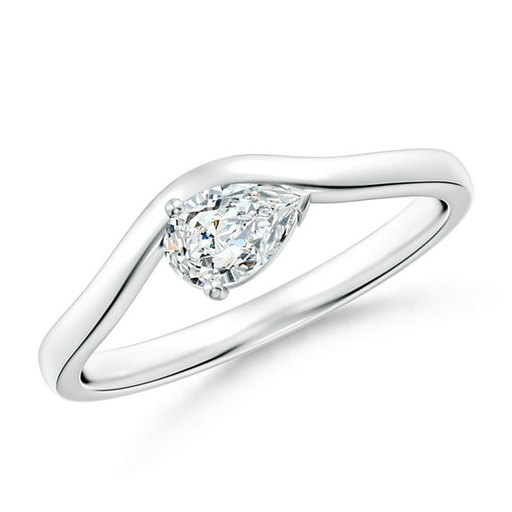 ANGARA Natural 0.4 Ct. Diamond Solitaire Ring in Sterling Silver for Women (Ring Size: 5.5)