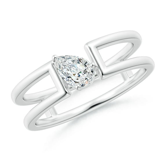 ANGARA Natural Diamond Solitaire Split Shank Ring in 14K White Gold for Women (Size-6x4mm| Color-G| Clarity-VS2) | April Birthstone, Anniversary, Jewelry Gift for Women | Natural Diamond Ring