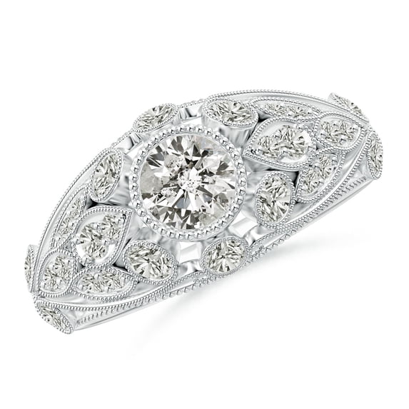 ANGARA Natural 0.4 Ct. Diamond Vintage Inspired Engagement Ring in 14K White Gold for Women (Ring Size: 3)