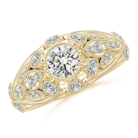 ANGARA Natural 0.4 Ct. Diamond Vintage Inspired Engagement Ring in 14K Yellow Gold for Women (Ring Size: 12)