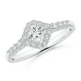 thumbnail image 1 of ANGARA Natural Princess-Cut Diamond Halo Ring in 14K White Gold for Women (Size-4.1mm| Color-H| Clarity-SI2) | April Birthstone, Anniversary, Jewelry Gift for Women | Natural Diamond Ring, 1 of 9