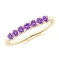 thumbnail image 1 of ANGARA Natural Half Eternity Seven Stone Amethyst Wedding Ring in 14K Yellow Gold for Women (Size-2.5mm) | February Birthstone, Birthday, Anniversary, Jewelry Gift for Women | Natural Amethyst Ring, 1 of 1