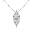thumbnail image 1 of ANGARA Natural Triangle and Baguette Diamond Pendant in 14K White Gold for Women (Size-4mm| Color-K| Clarity-I3) | April Birthstone, Anniversary, Jewelry Gift for Women | Natural Diamond Necklace, 1 of 7