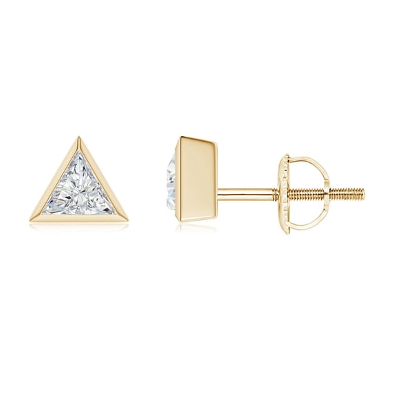ANGARA Natural Triangular Diamond Stud Earrings in 14K Yellow Gold for Women (Size-4mm| Color-G| Clarity-VS2) | April Birthstone, Anniversary, Jewelry Gift for Women | Natural Diamond Earrings