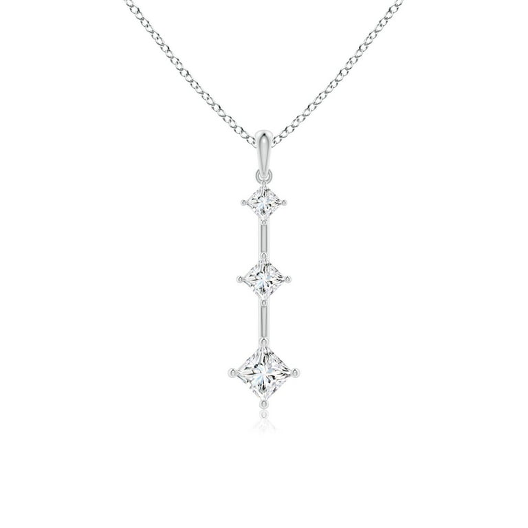 ANGARA Natural Graduated Diamond Vertical Bar Pendant in 14K White