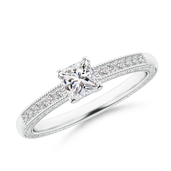 ANGARA Natural 0.42 Ct. Diamond Vintage Inspired Ring in 14K White Gold for Women (Ring Size: 3.5)