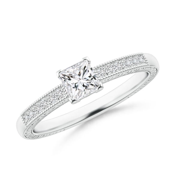 ANGARA Natural Princess Cut Diamond Ring in 14K White Gold for Women (Size-4.2mm| Color-H| Clarity-SI2) | April Birthstone, Anniversary, Jewelry Gift for Women | Natural Diamond Ring