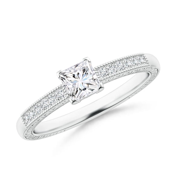 ANGARA Natural Princess Cut Diamond Ring in 14K White Gold for Women (Size-4.2mm| Color-G| Clarity-VS2) | April Birthstone, Anniversary, Jewelry Gift for Women | Natural Diamond Ring