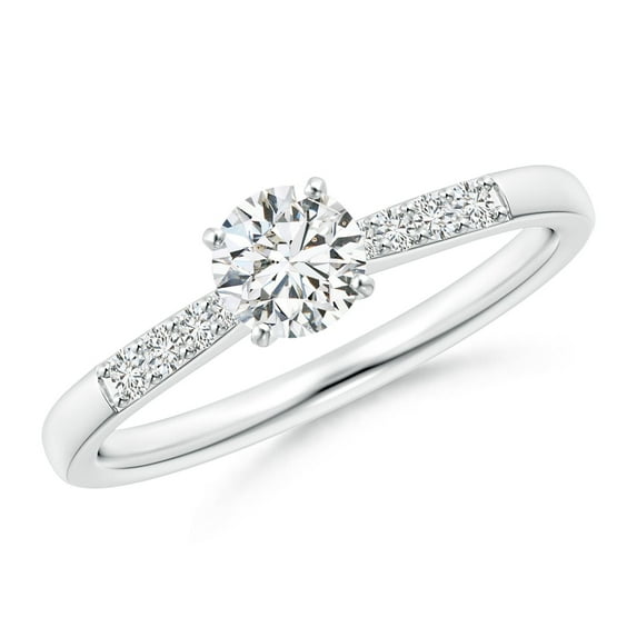 ANGARA Natural Diamond Tapered Shank Engagement Ring in 14K White Gold for Women (Size-4.9mm| Color-H| Clarity-SI2) | April Birthstone, Anniversary, Jewelry Gift for Women | Natural Diamond Ring