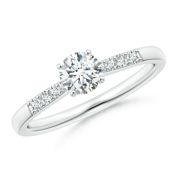 ANGARA Natural Diamond Tapered Shank Engagement Ring in 14K White Gold for Women (Size-4.9mm| Color-G| Clarity-VS2) | April Birthstone, Anniversary, Jewelry Gift for Women | Natural Diamond Ring