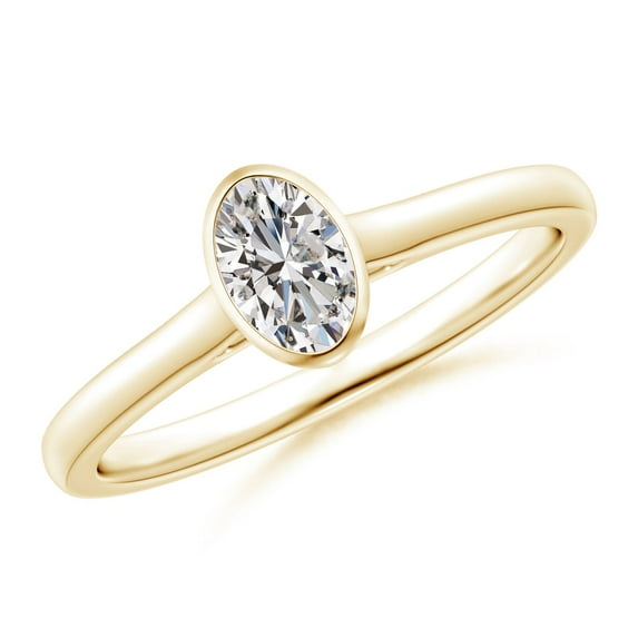 ANGARA Natural Solitaire Diamond Engagement Ring in 14K Yellow Gold for Women (Size-6x4mm| Color-I-J| Clarity-I1-I2) | April Birthstone, Anniversary, Jewelry Gift for Women | Natural Diamond Ring
